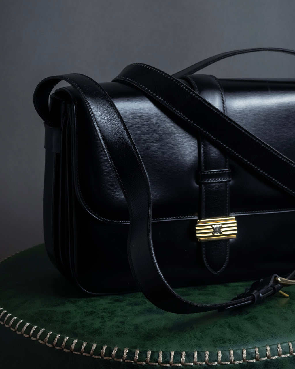 "CELINE" Classic flap design leather shoulder bag
