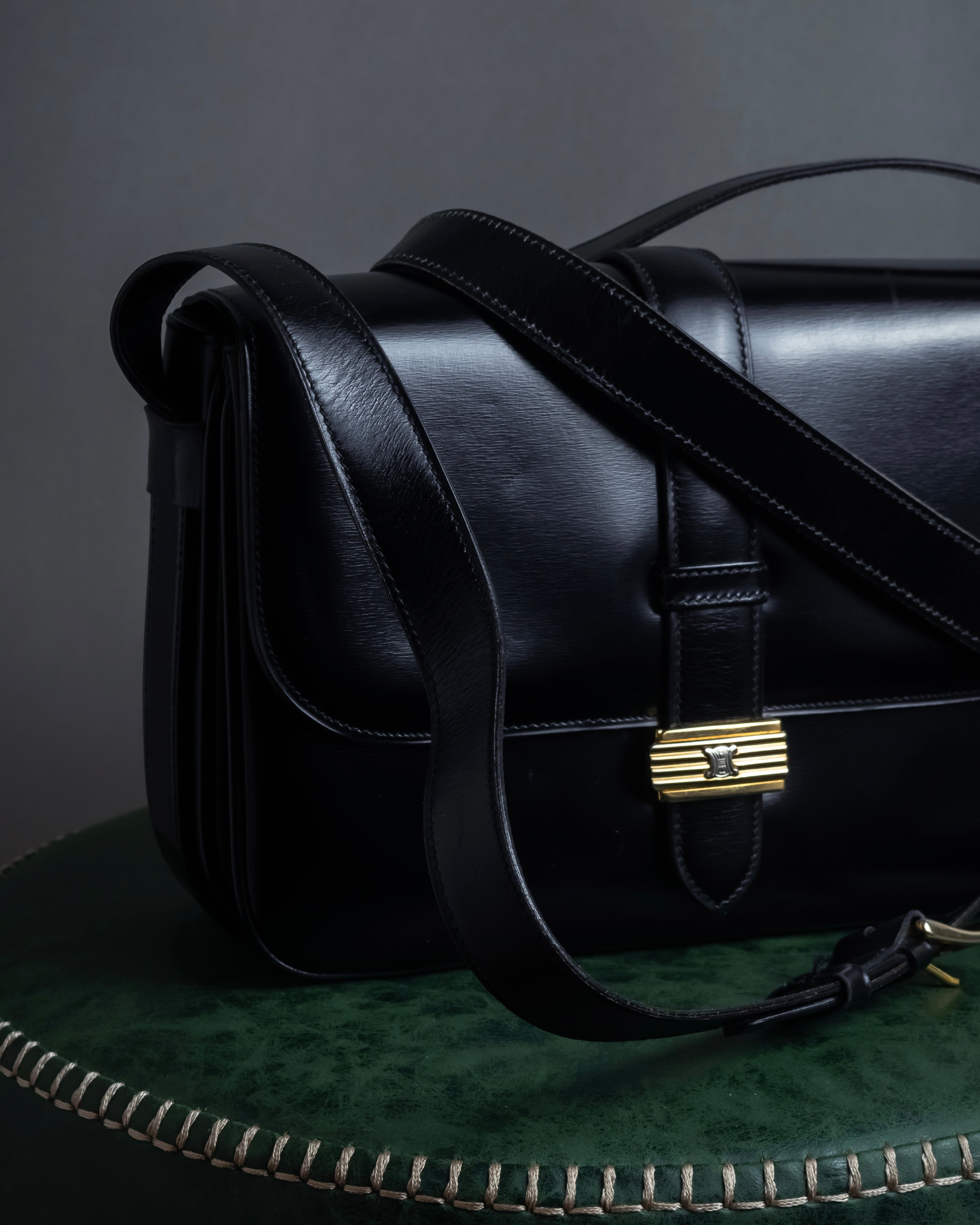 "CELINE" Classic flap design leather shoulder bag