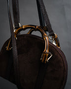 -SPECIAL- “GUCCI” 90’s bamboo handle suede half moon bag