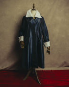 "CELINE" 70's-80's Dramatic contrast collar long coat
