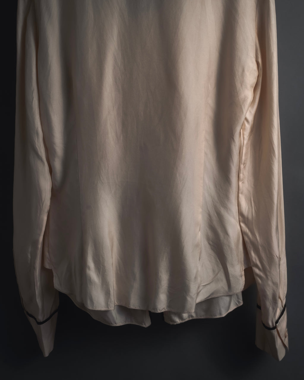 "CELINE" 00’s Piped ruffle silk blouse