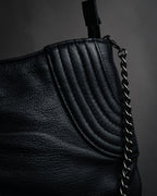 “Salvatore Ferragamo” 2000’s Gathered leather chain shoulder bag