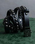 "Christian Dior" Silver stud detail narrow leather belt