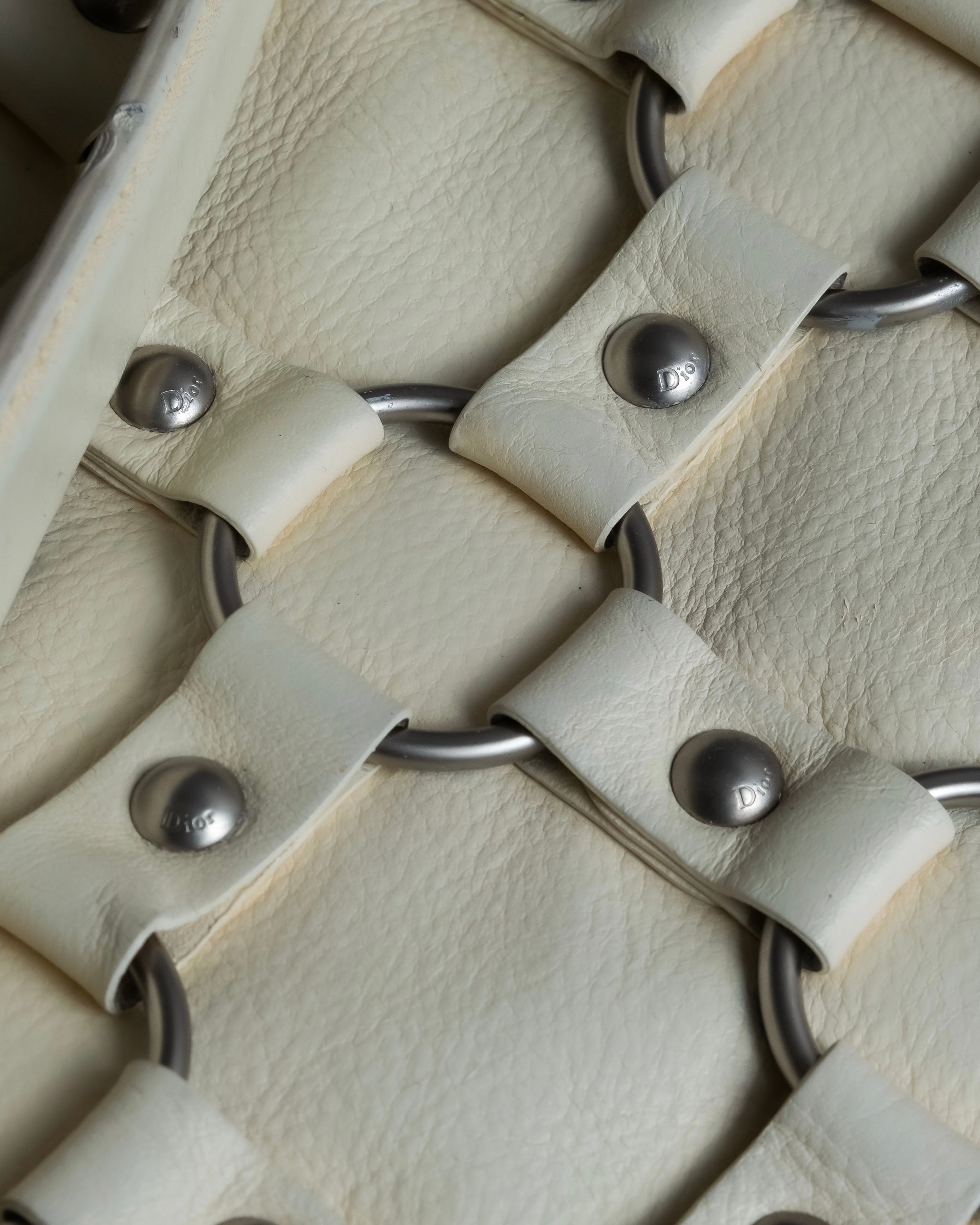 "Christian Dior" Metal ring leather combination design bag
