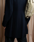 "Karl Lagerfeld" Front ribbon design separate fabric switching long tailored jacket