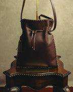 “YVES SAINT LAURENT“ 90’s-00’s Leather drawstring shoulder bag