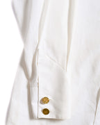 CHANEL/  Front Pleats Designed Fly Front Shirt with Gold CC Button
