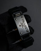 "PRADA" Logo engraved metal plate design leather bracelet