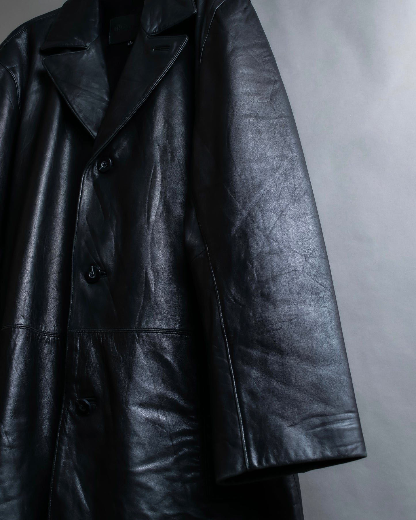 "Vintage lamb leather oversized tailored jacket"