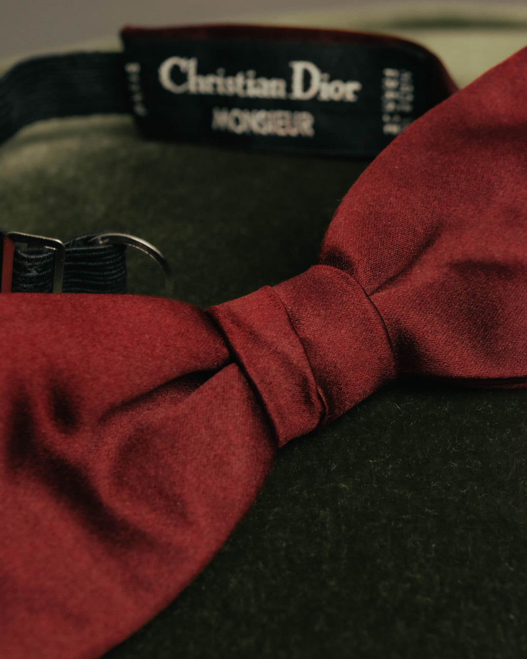 “Christian Dior” Late 80’s-90’s monsieur burgundy satin bow tie