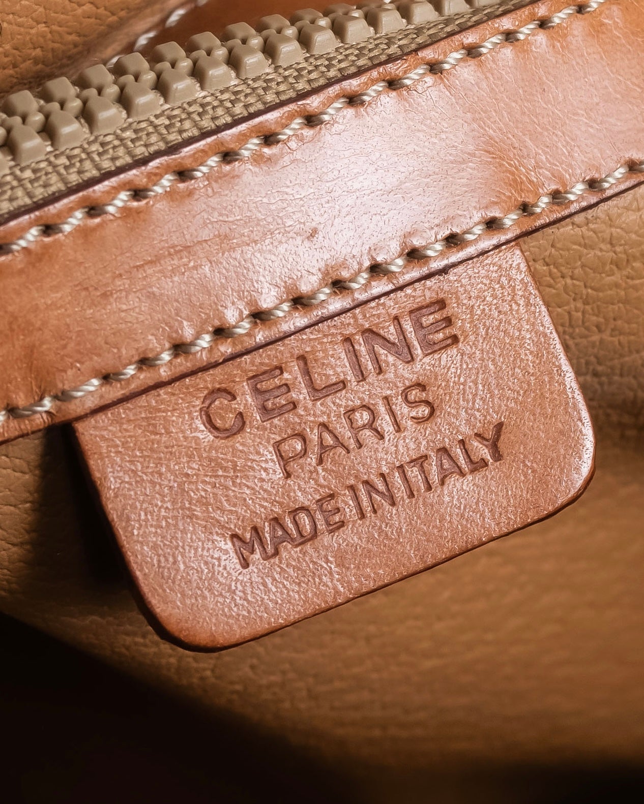 "CELINE" Macadam pattern leather combination boston bag