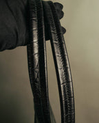 “Salvatore Ferragamo” 90’s-00’s crocodile embossed structured tote bag