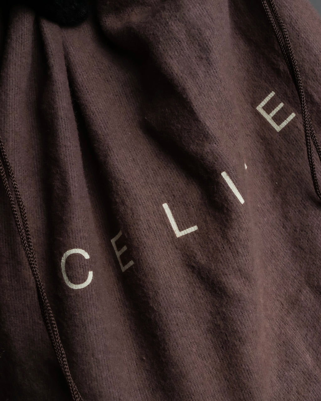 "CELINE" Oval link chain design leather combination belt