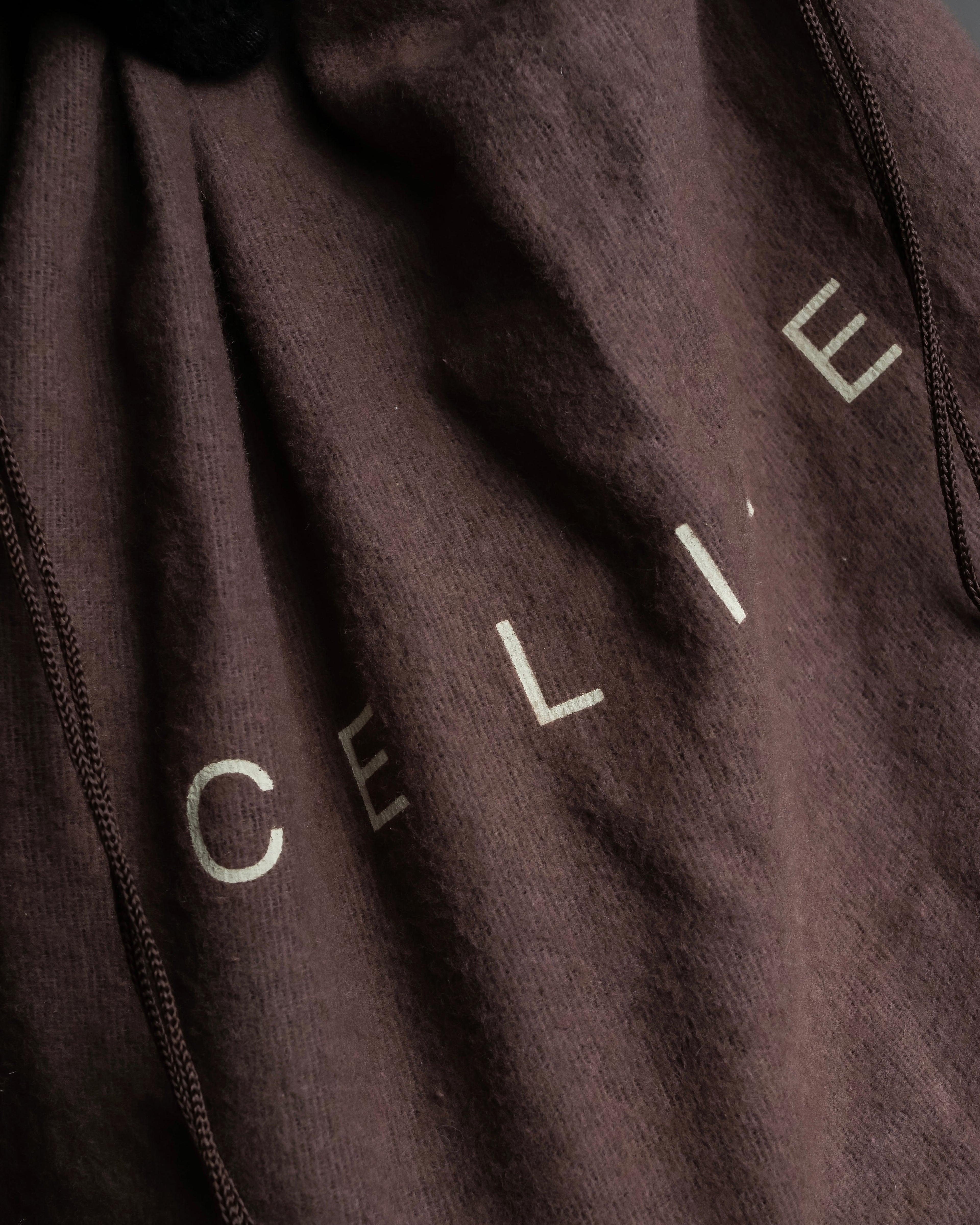 "CELINE" Oval link chain design leather combination belt