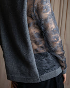 "VALENTINO" Floral lace cable knit docking design pullover