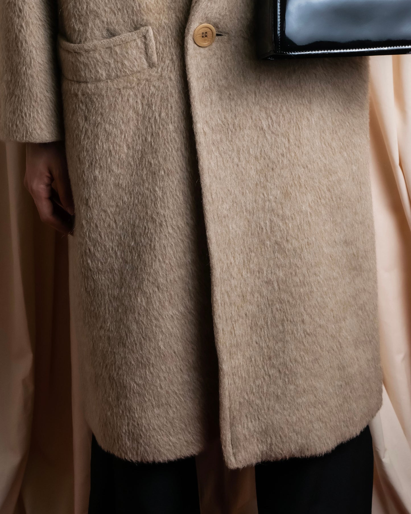 "FIODELLA RUBINO" Brushed beige double breasted chester coat