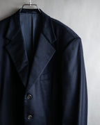 "HERMES" 90's Pure cashmere navy blue tailored jacket