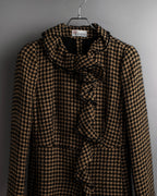 "RED VALENTINO" Ruffled frill detail tweed coat