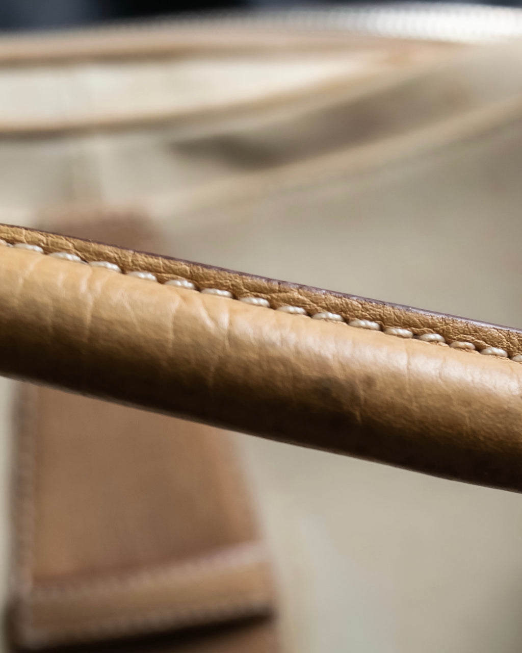 “LOEWE” Leather belted design bicolor handbag