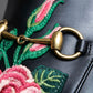 "GUCCI" Rose＆leaf embroidery princetown loafers