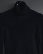 "I WISH" Angora-blend fuzzy turtleneck knit