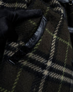 "BURBERRY" Leather switching design check tweed coat