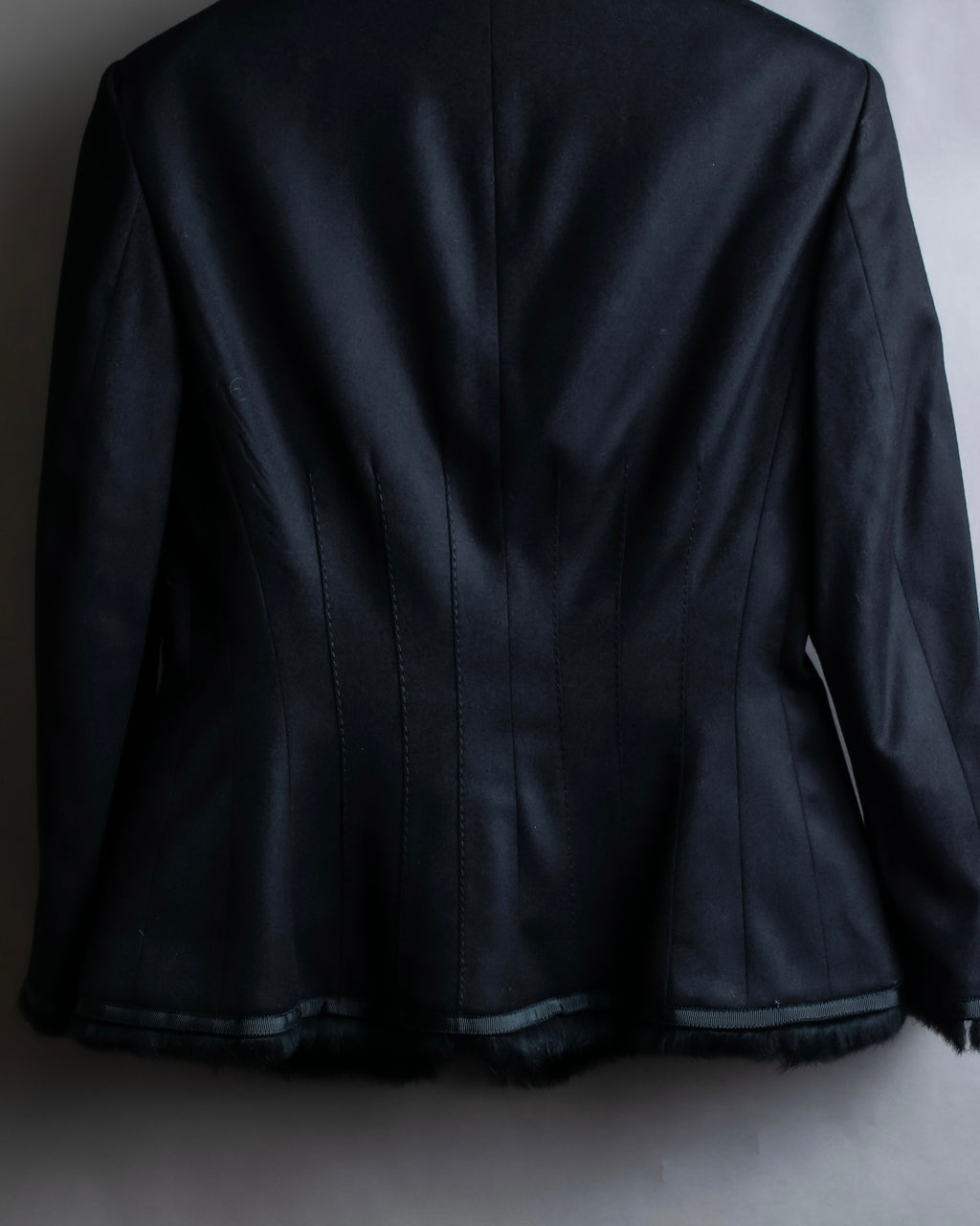 "Alexandar McQueen" Fur trimmed design shaped tailored jacket