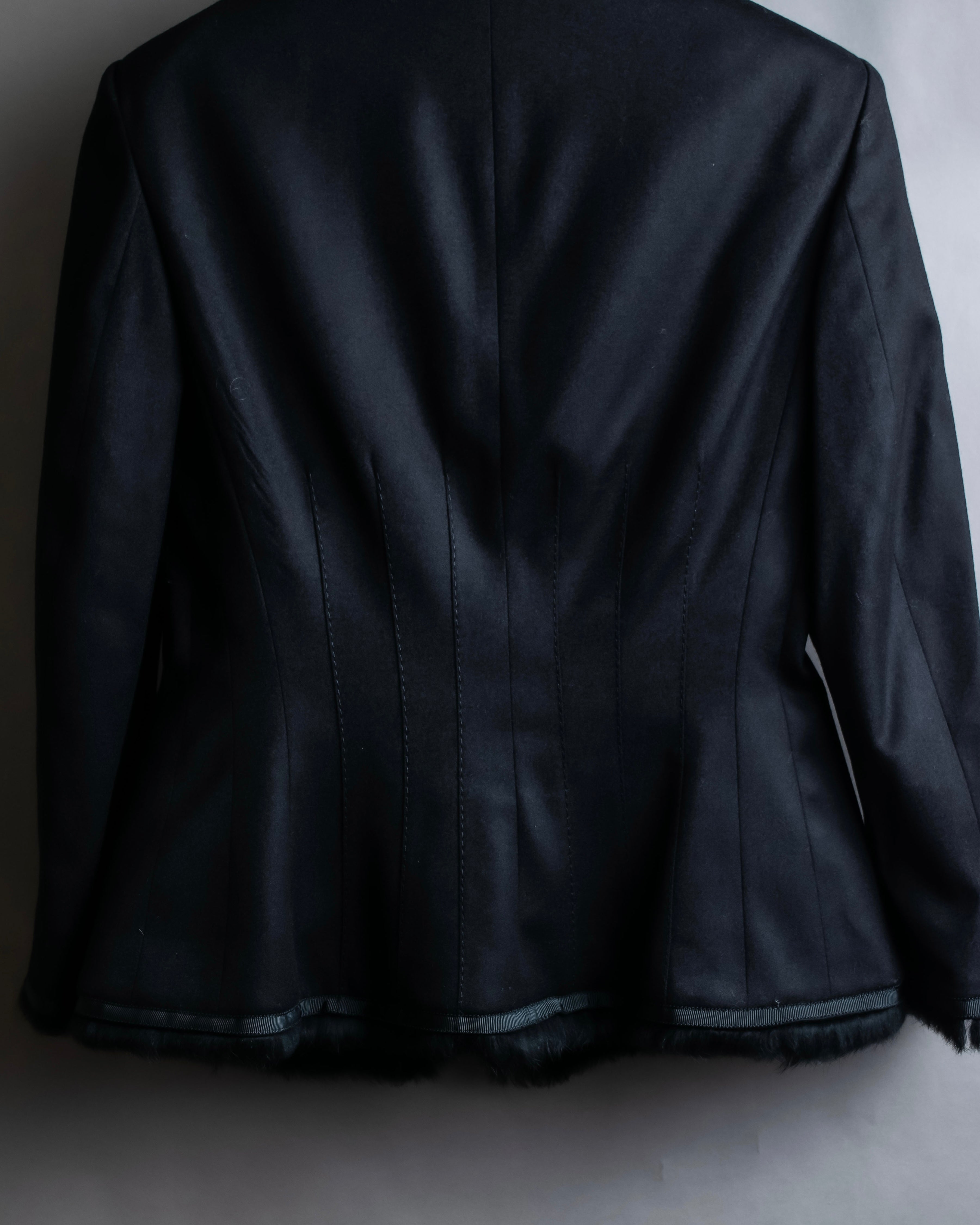 "Alexandar McQueen" Fur trimmed design shaped tailored jacket