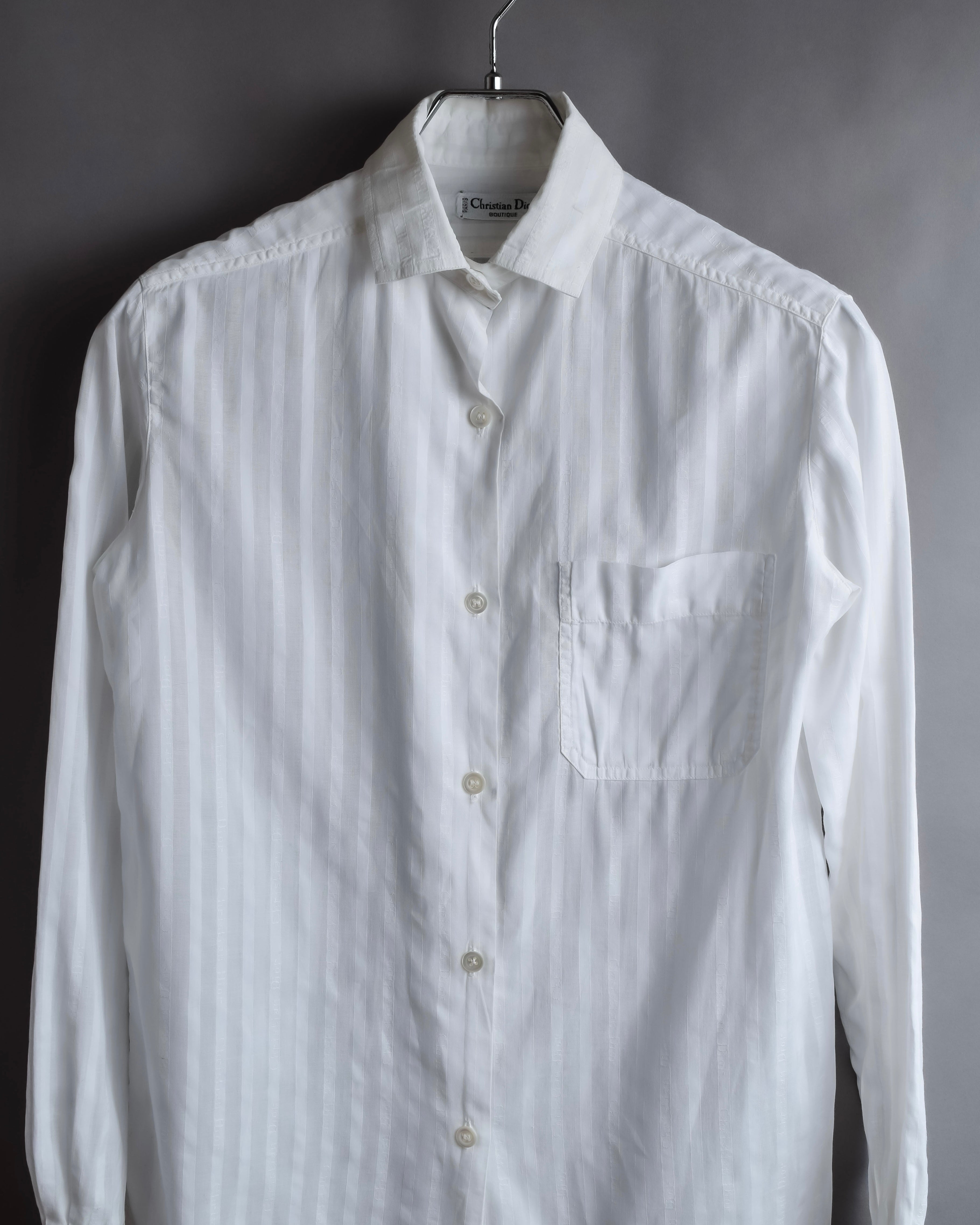 "Christian Dior" 90's Logo engraved striped shirt