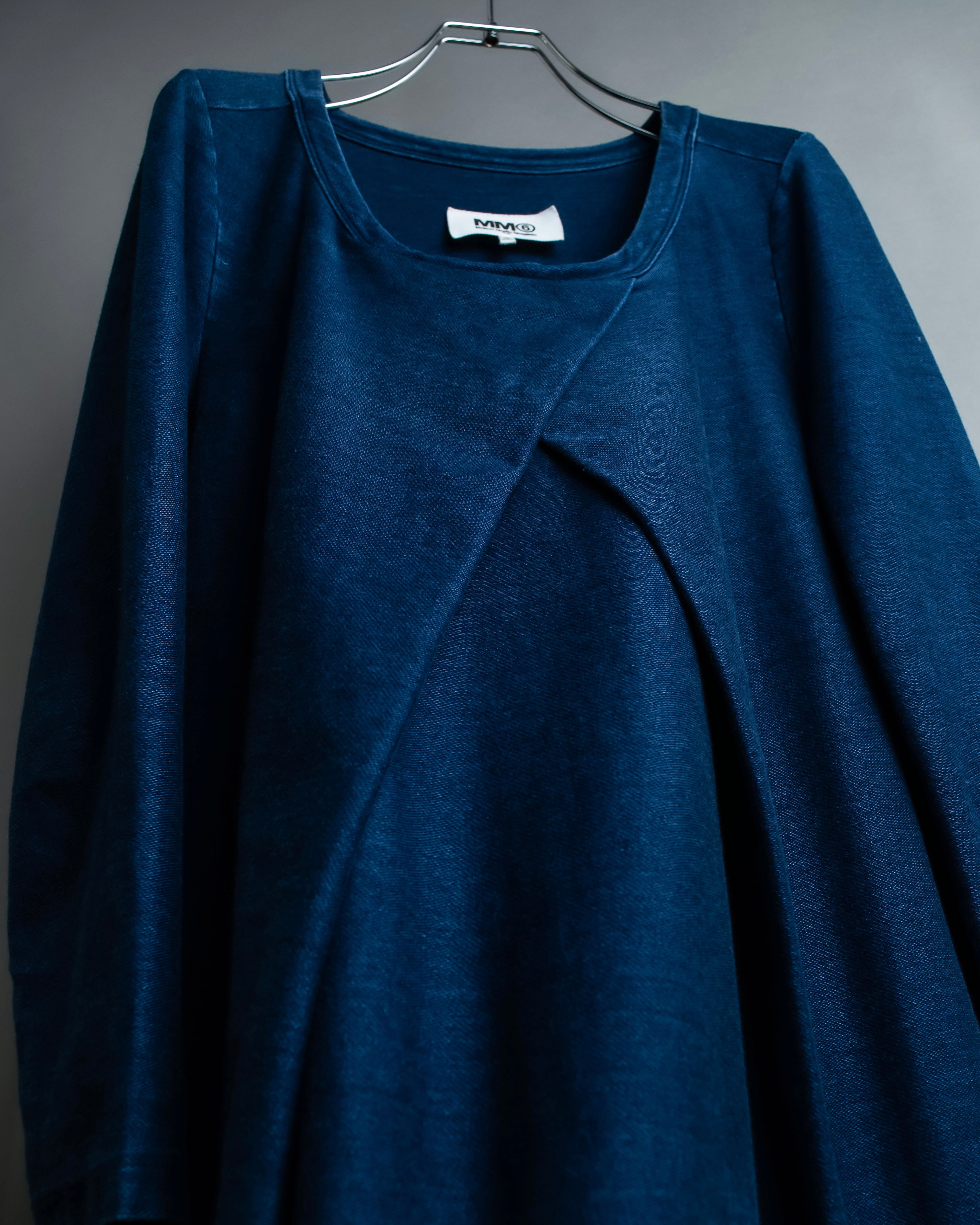 “MM6” front cut designed dennim long pull over