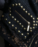 Reserved "Elie Saab" Gold stud detail tweed jacket