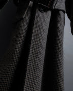 "tricot COMME des GARCONS" Leather collar design houndstooth pattern oversized long coat