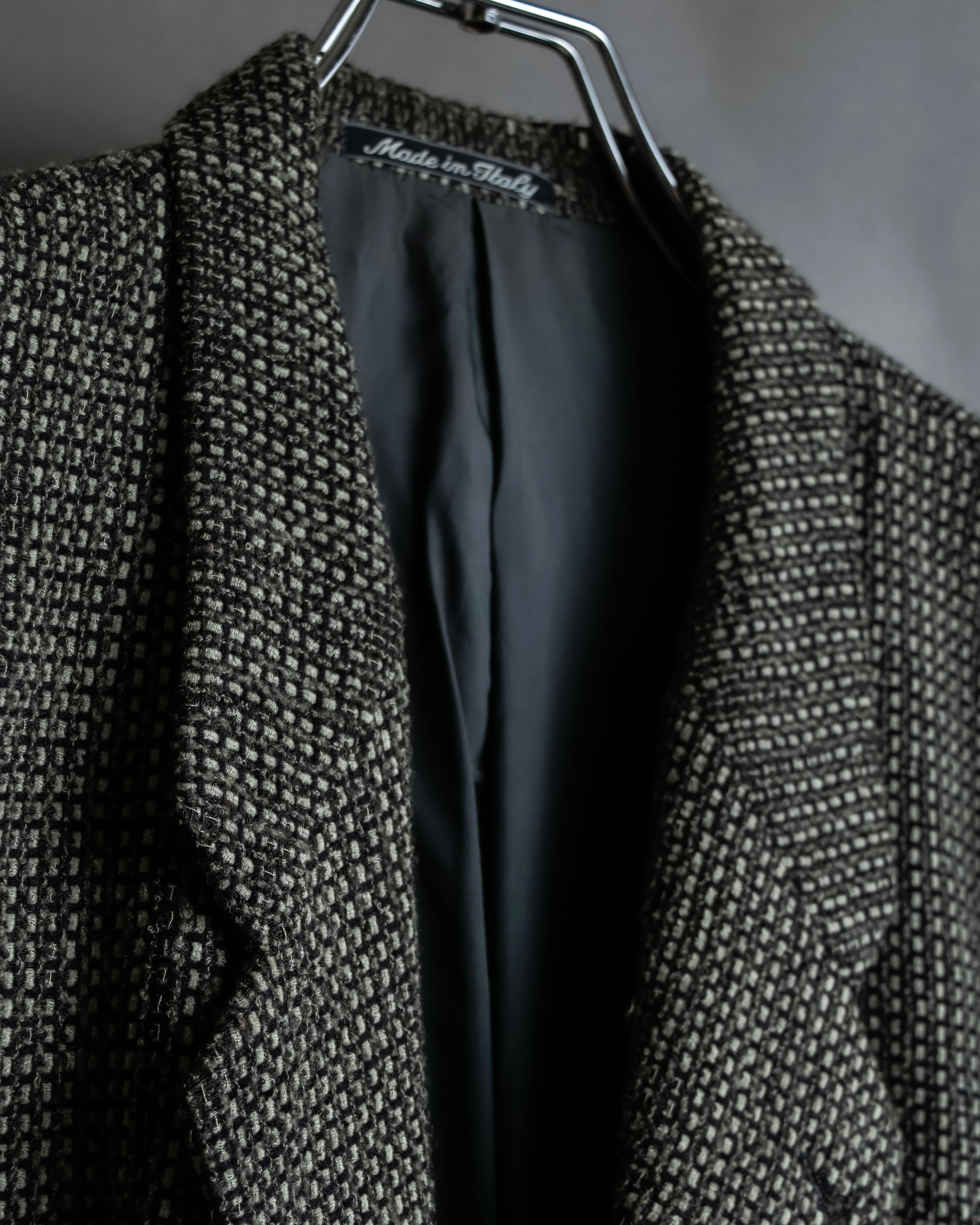"GIORGIO ARMANI" Greige mix checkered pattern tailored jacket