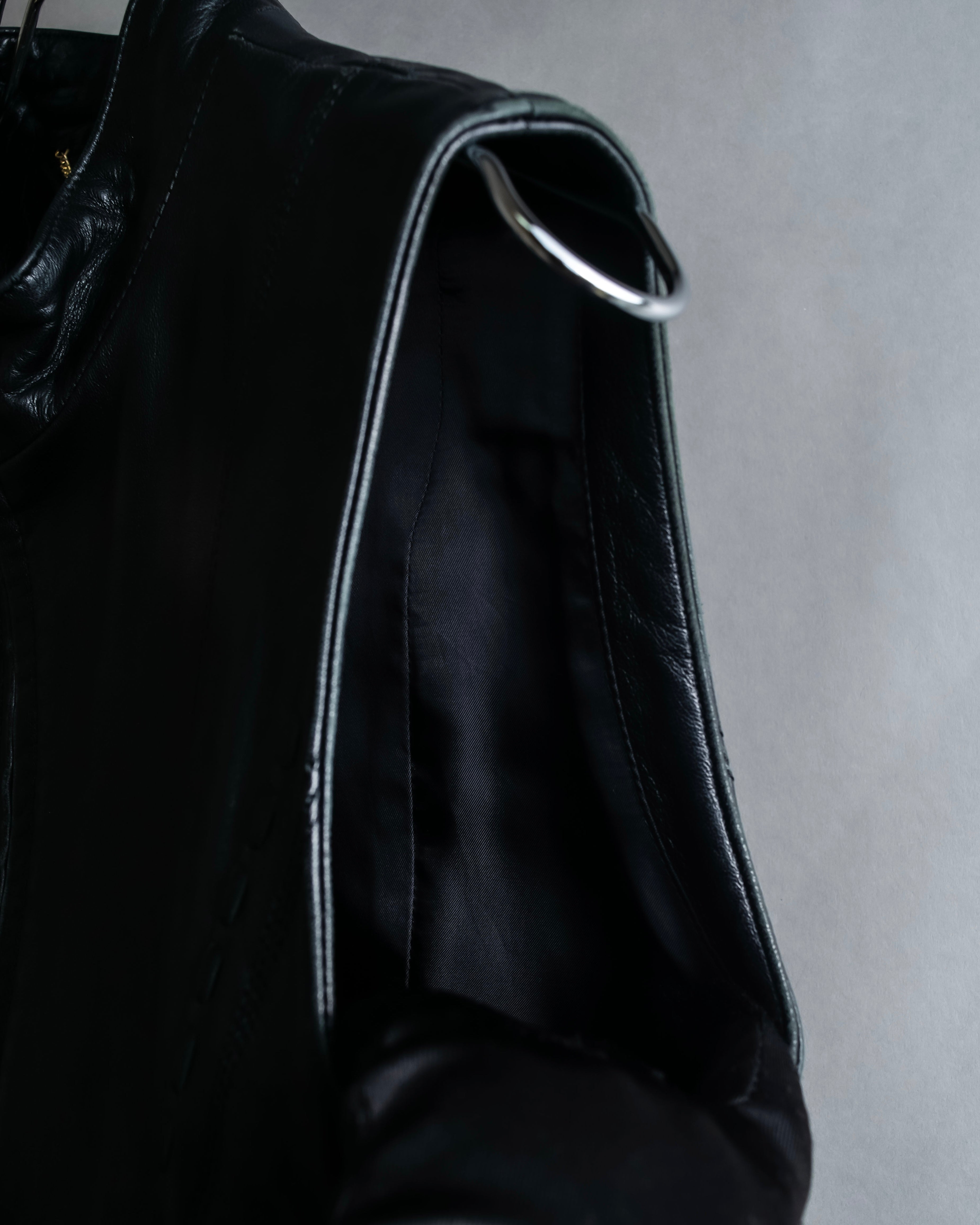 "BALMAIN" Braided detail lamb leather zip-up vest