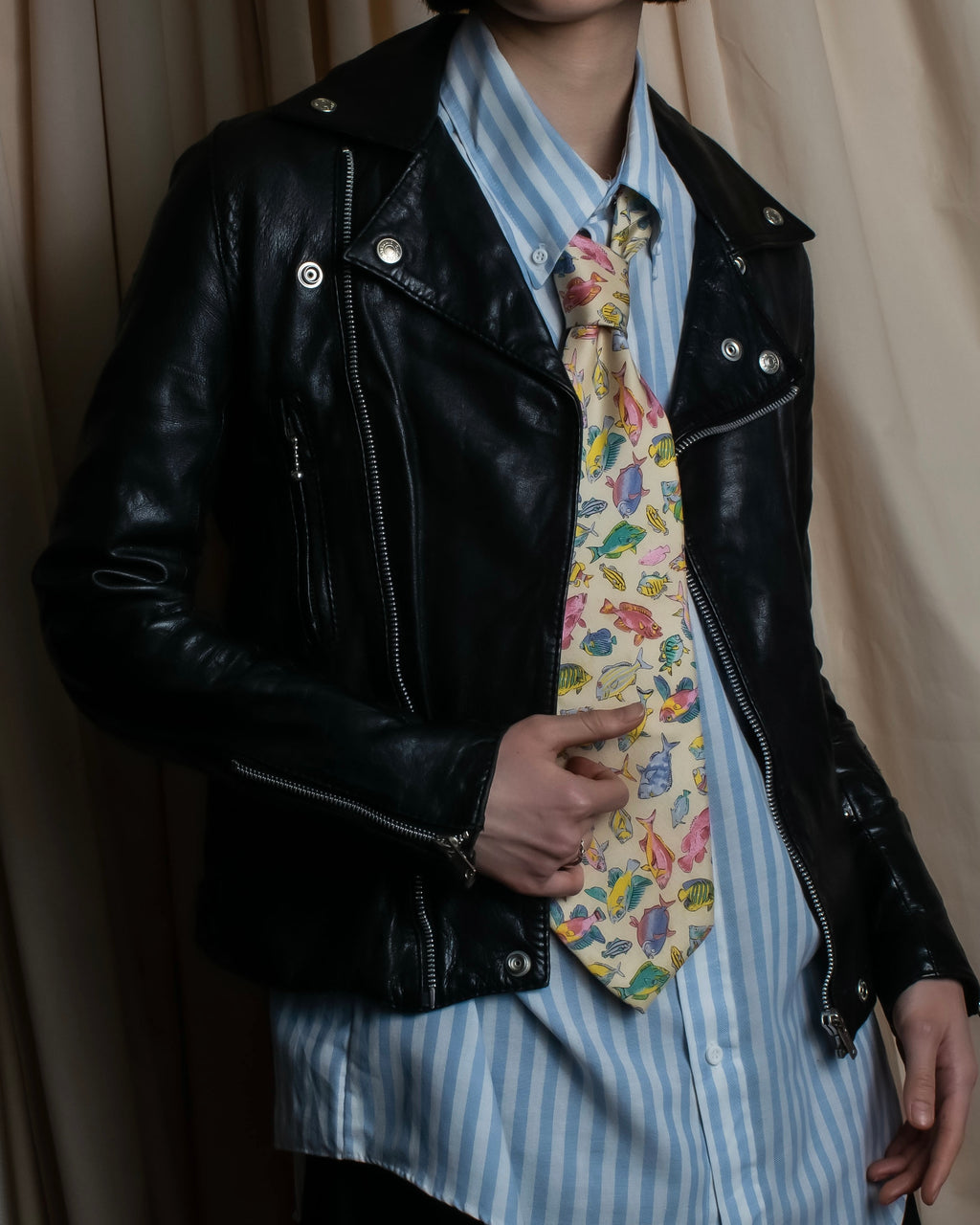 "HYSTERIC GLAMOUR" Lamb leather double riders jacket