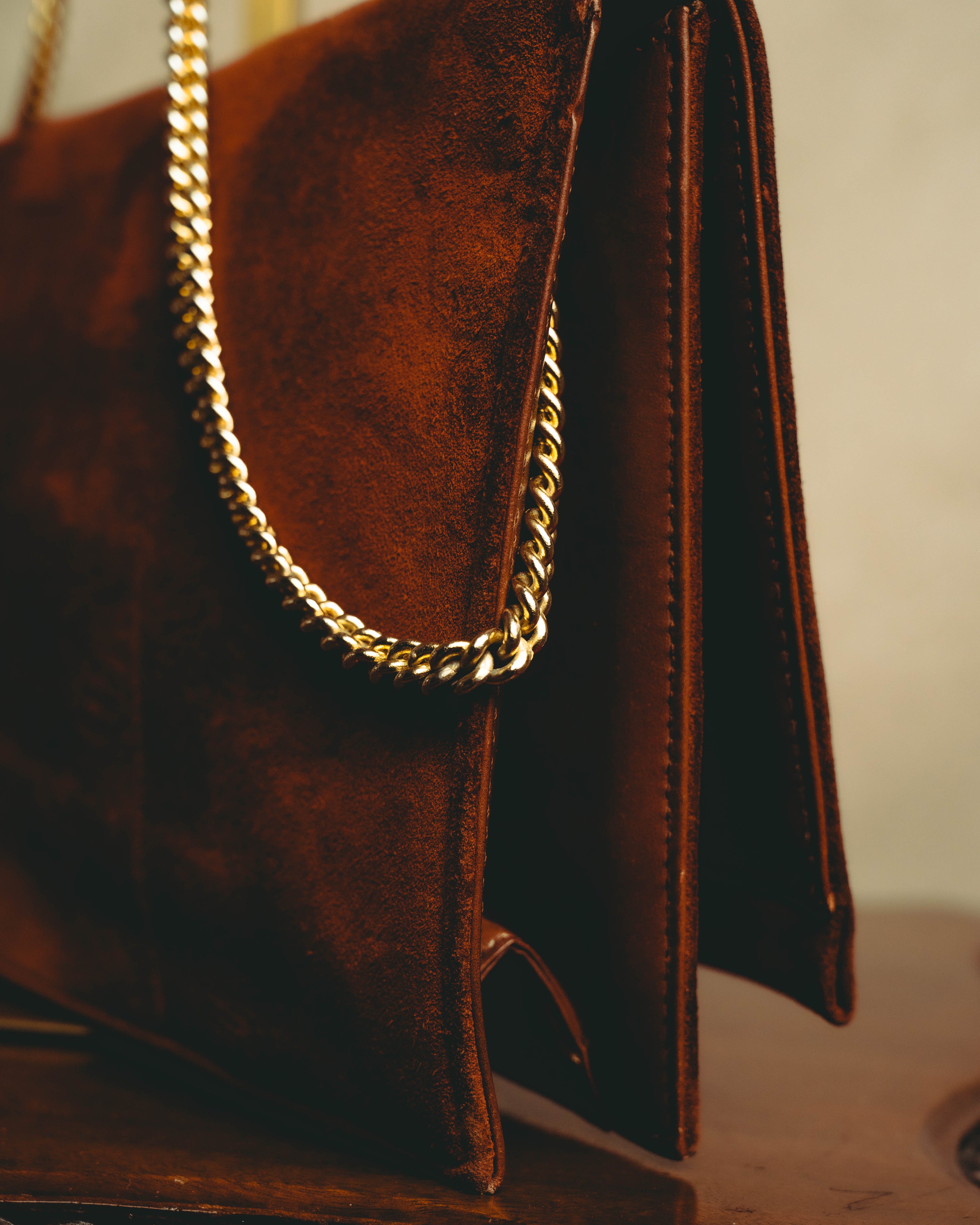 -SPECIAL- “LOEWE” 80’s-90’s embossed anagram suede shoulder bag