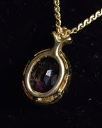 "Christian Dior" Teardrop garnet set gold necklace