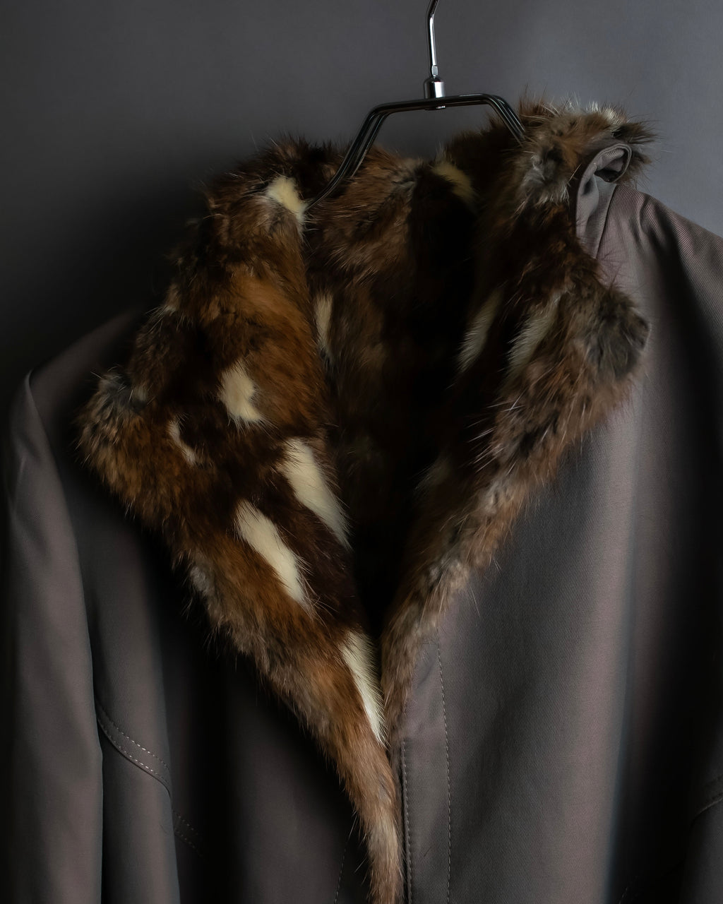 "HIROKI" Real fur lined maxi length belted coat