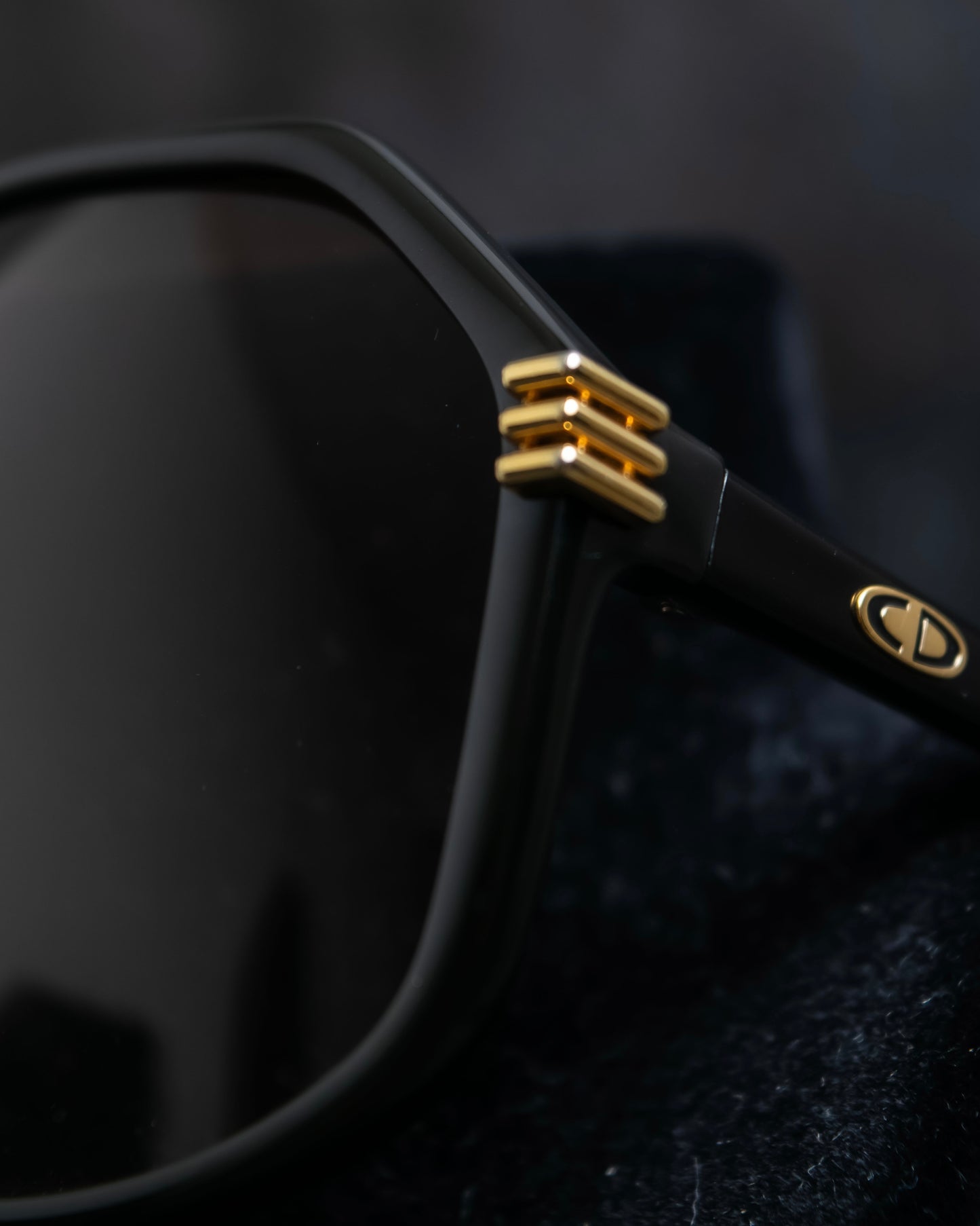 "Christian Dior" Hexagonal frame black sunglasses