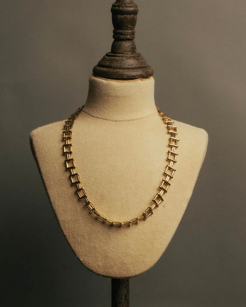 “Vintage“ Geometric link gold tone necklace