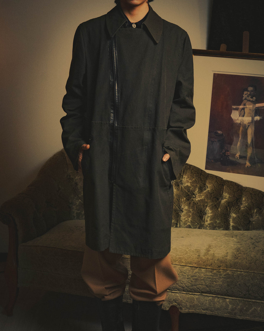 -SPECIAL- "COMME des GARÇONS HOMME" 03AW Asymmetric zip long coat