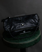 "DIESEL" Silver stud design leather one shoulder bag