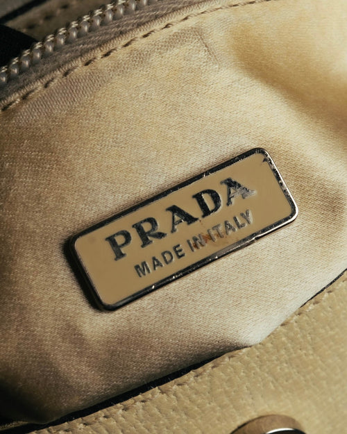 "PRADA" 90's-00's Cream pebbled leather shoulder bag