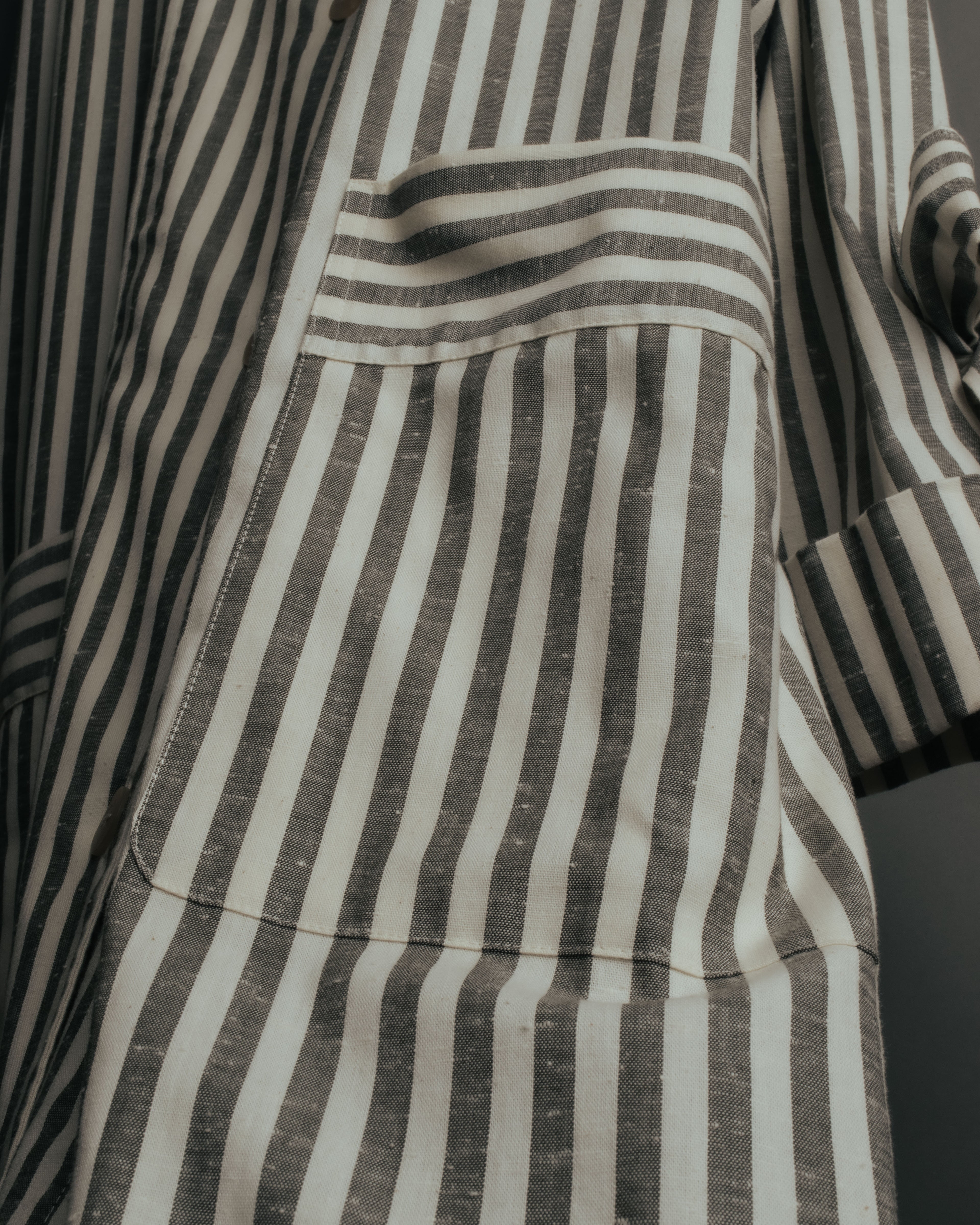 -SPECIAL- “LOEWE” 2010’s striped ribbon sleeve long gown coat