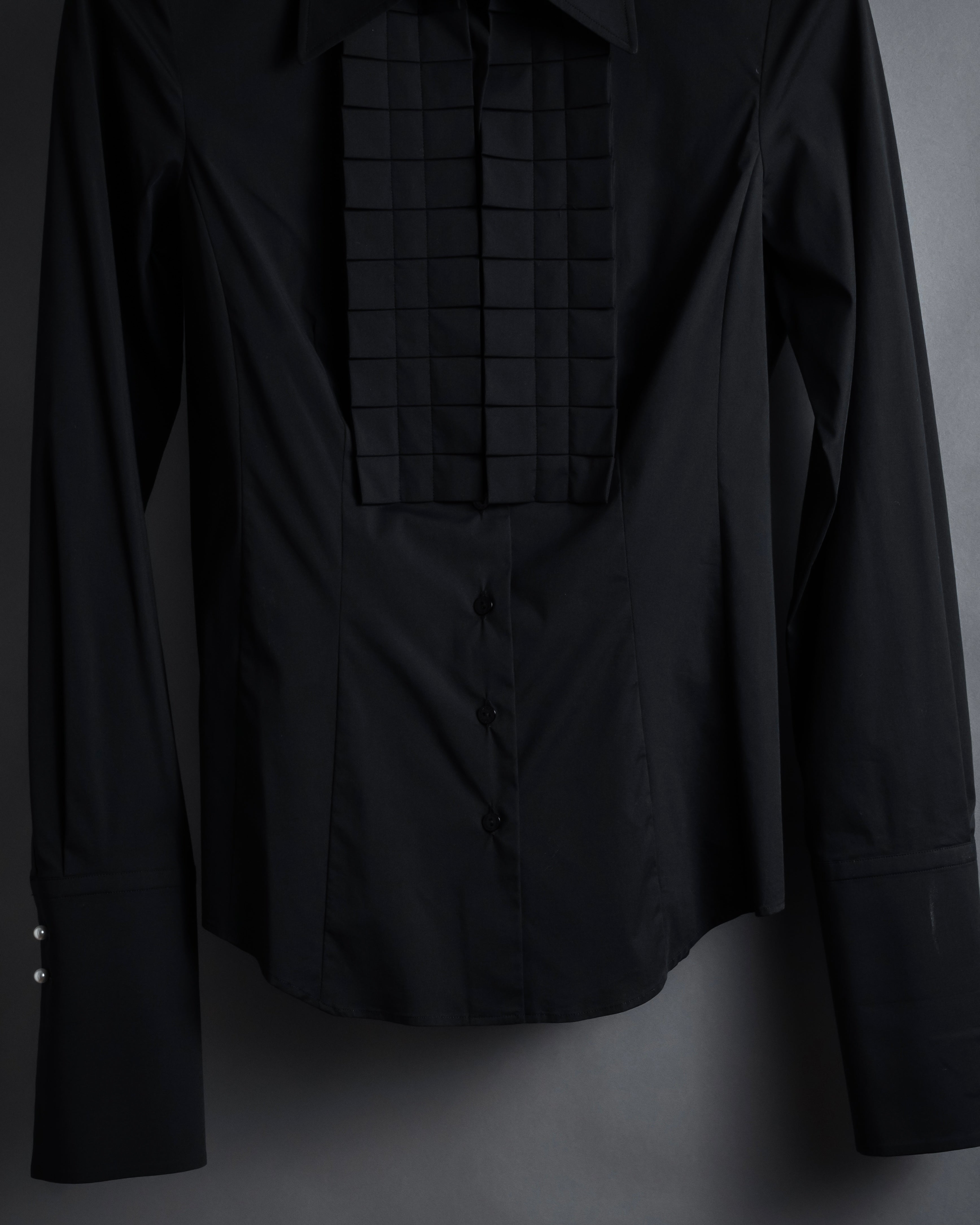 “BURBERRY” Tuxedo bib detail dress shirt