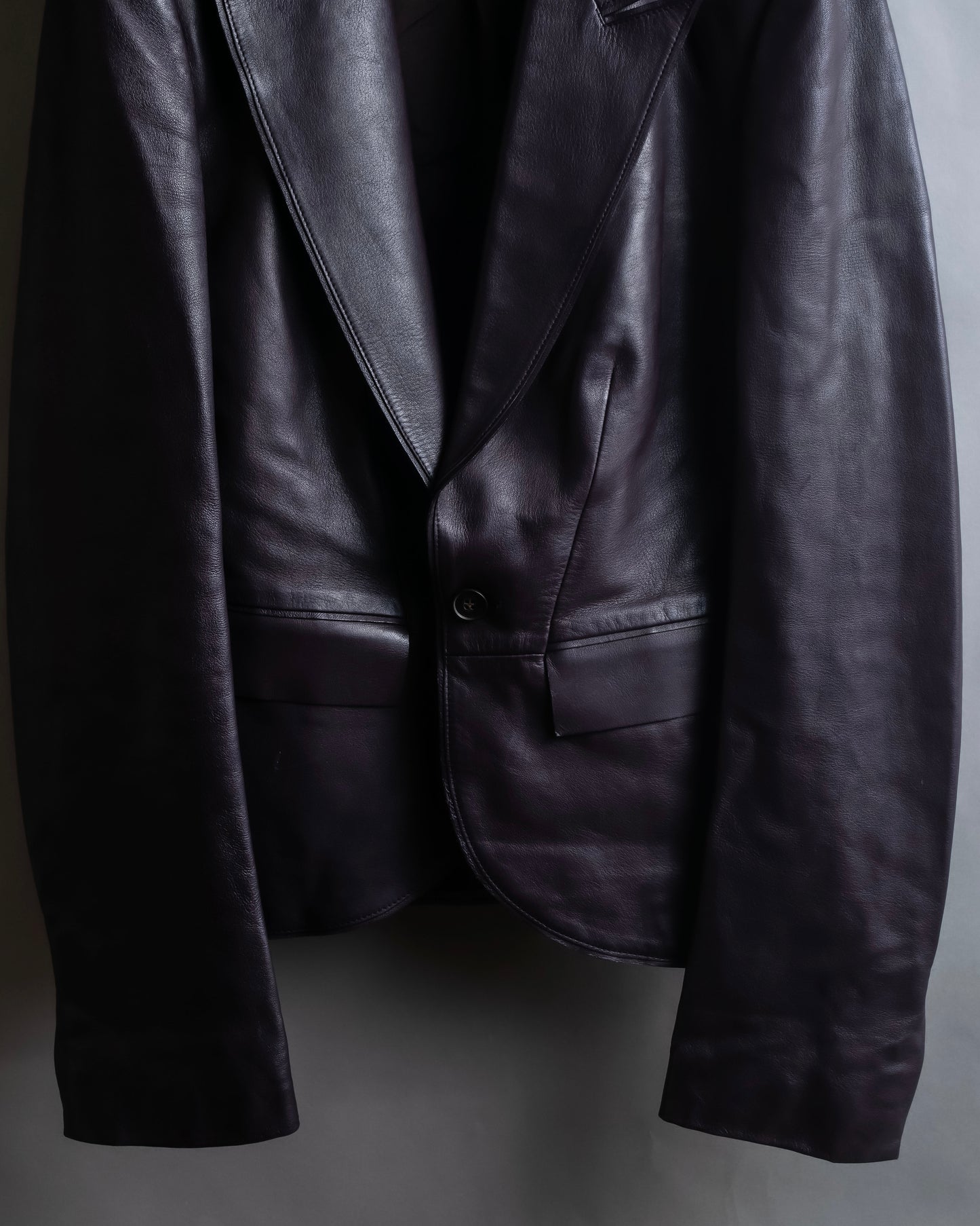 "GUCCI" Cutting design leather tailored jacket