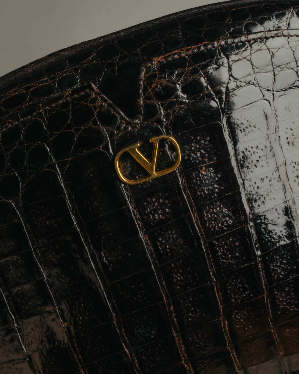 "valentino garavani" 70's-80's Vintage genuine crocodile leather shoulder bag