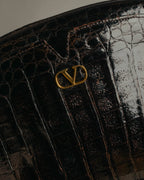 "valentino garavani" 70's-80's Vintage genuine crocodile leather shoulder bag
