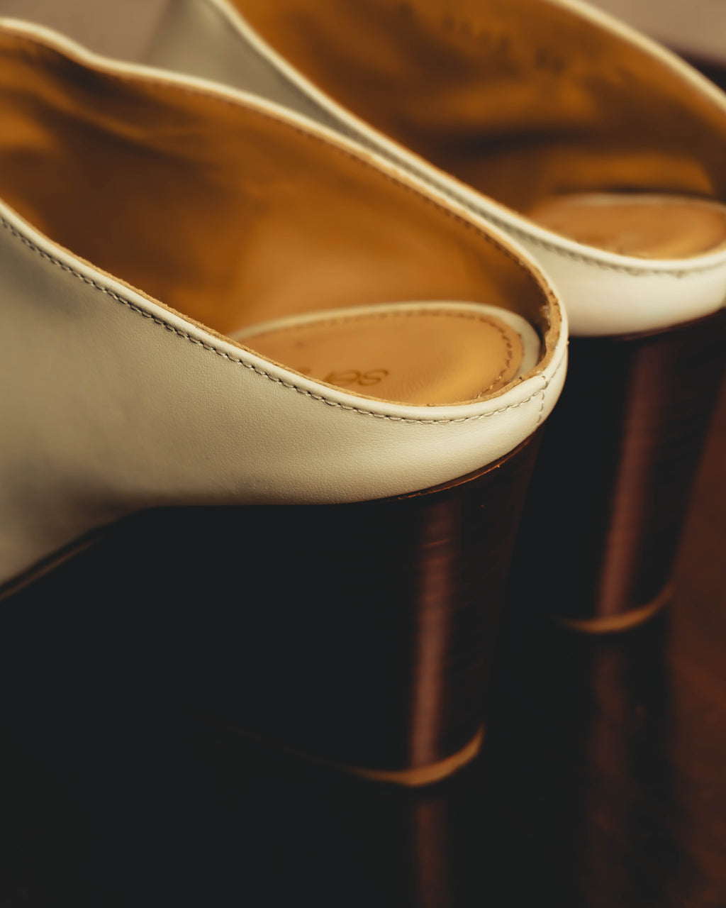 “Sergio Rossi” White open-toe heeled mules