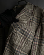 "BURBERRYS" Windowpane pattern tweed tailored jacket